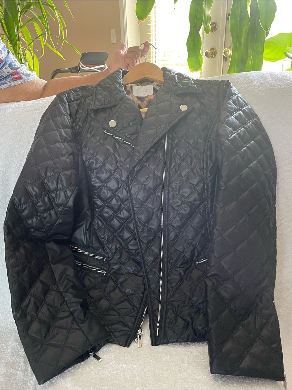 Women’s XL: Laundry By Shelli Segal Black Quilted Moto Puffer Jacket